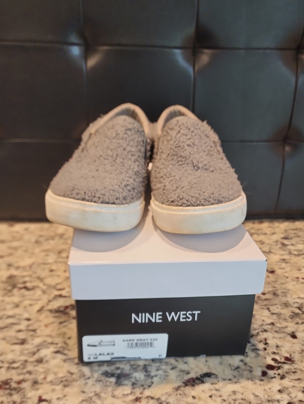 Nine West Lala9 Women's Slip-On Sherpa Sneakers in Gray W/original Box